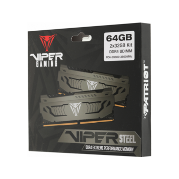 Память DDR4 2x32Gb 3600MHz Patriot PVS464G360C8K Viper Steel RTL Gaming PC4-28800 CL18 DIMM 288-pin 1.35В dual rank с радиатором Ret