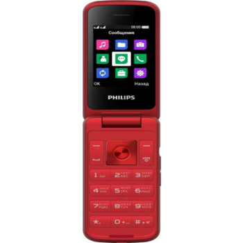 Мобильный телефон Philips E255 Xenium 32Mb красный раскладной 2Sim 2.4" 240x320 0.3Mpix GSM900/1800 GSM1900 MP3 FM microSD max32Gb