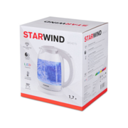 Чайник электрический Starwind SKG4215 1.7л. 2200Вт белый корпус: стекло/пластик