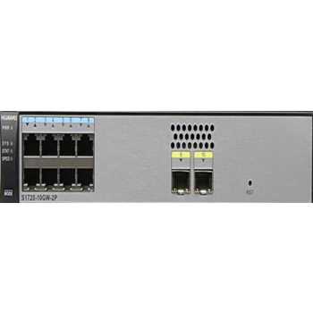 Коммутатор 8GE 2SFP S1720-10GW-2P-E HUAWEI Коммутатор Huawei S1720-10GW-2P-E (19" 1U; 8xGE RJ45, 2xGE SFP; F/S: 15Mpps/68Gbps; MAC:16k; Управление: L2,full; Route: IPv4 / IPv6 static route, RIP, RIPng, OSPF, IGMP snoop; Надежность: STP,RSTP,MSTP; VLAN (до