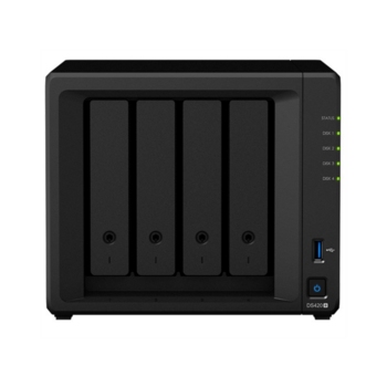 Система хранения данных 'Synology QC2,0GhzCPU/2GB(upto6)/RAID0,1,10,5,6/up to 4HDDs SATA(3,5' or 2,5')/2xUSB3.0/2GigEth/iSCSI/2xIPcam(up to 25)/1xPS/3YW(repl DS418play)'