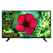 Телевизор LED Hartens 43" HTS-43FHD03B-S2 черный/FULL HD/50Hz/DVB-T/DVB-T2/DVB-C/DVB-S/DVB-S2/USB/WiFi/Smart TV (RUS)