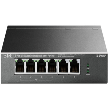 Коммутатор TP-Link TL-SF1006P (L2) 6x100Мбит/с 4PoE+ 67W неуправляемый
