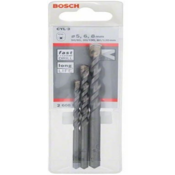 Набор сверл Bosch CYL-3 SilverPerc (2608597709) по бетону/кирпичу (3пред.) для дрелей