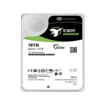 Жесткий диск Seagate Exos X18 HDD 3.5" SATA 18Tb, 7200 rpm, 256Mb buffer, 512e/4kn, CMR, ST18000NM000J, 1 year