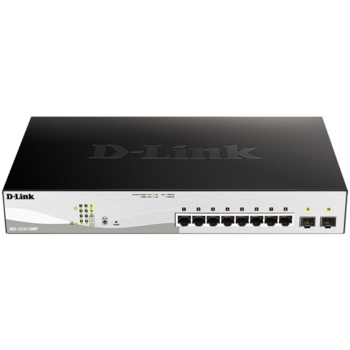 Коммутатор D-Link DGS-1210-10MP/FL 8G 2SFP 8PoE+ 130W управляемый