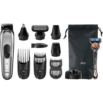 Триммер Braun MGK7220 + Бритва Gillette + 2 кас + чехол серебристый (насадок в компл:9шт)