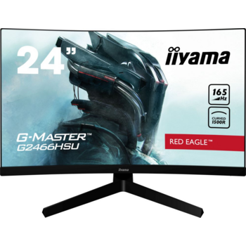 Монитор 23,6" Iiyama G-MASTER G2466HSU-B1 Изогнутый 1500R 1920x1080@165Гц VA LED 16:9 1ms 2*HDMI DP 2*USB2.0 80M:1 3000:1 178/178 250cd Tilt Speakers Red Eagle