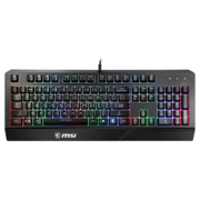 Клавиатура проводная Gaming Keyboard MSI VIGOR GK20, Wired, membrane Keyboard with ergonomic keycaps and wrist rest. 12 Key Anti-ghosting Capability. Water Resistant (spill-proof), Static multi-colour backlighting, Black