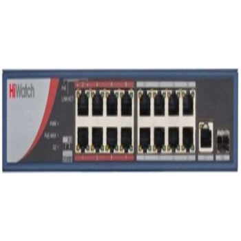 HiWatch DS-S1816P(B) 16x100Mb 1G 1SFP 16PoE 135W Сетевой неуправляемый коммутатор