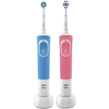 Набор электрических зубных щеток Oral-B Vitality D190 Duo голубой/розовый