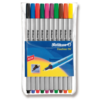 Ручка капиллярная Pelikan OFFICE FINELINER 96 (PL940676) 0.4мм игловидный пиш. наконечник пластик ассорти/серый ассорти чернила пластик.упю (10шт)