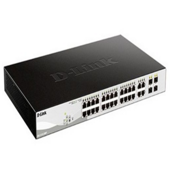 Коммутатор D-Link DGS-1210-28MP/F2A, PROJ L2 Smart Switch with 24 10/100/1000Base-T ports and 4 1000Base-T/SFP combo-ports (24 PoE ports 802.3af/802.3at (30 W), PoE Budget 370 W).8K Mac address, 802.3x Flow Co