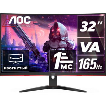 Монитор 31,5" AOC C32G2AE/BK Curved 1920x1080 165Гц VA WLED 16:9 1ms D-Sub 2*HDMI DP 3000:1 80M:1 178/178 250cd 2*Speakers5W HAS Swivel Pivot Tilt Black/Red