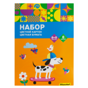 Набор картона/бумаги Silwerhof ассорти 16л. 8цв. A4 Скейтбордист 230г/м2 1диз. обл.мел.картон папка (упак.:24шт)