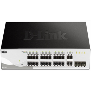 Коммутатор D-Link DGS-1210-28/F2A, L2 Smart Switch with 24 10/100/1000Base-T ports and 4 1000Base-T/SFP combo-ports.8K Mac address, 802.3x Flow Control, 256 of 802.1Q VLAN, VID range 1-4094, 4 IP Interface, 8