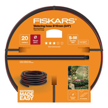 Шланг Fiskars 1027109 3/4" 20м поливочный армированный черный/красный