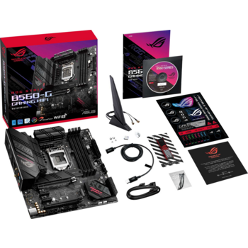 Материнская плата ASUS ROG STRIX B560-G GAMING WIFI, LGA1200, B560, 4*DDR4, HDMI+DP, CrossFireX, 6 x SATA 6Gb/s, Audio, Gb LAN, USB 3.2*9, USB 2.0*5, COM*1 header (w/o cable), mATX ; 90MB1750-M0EAY0