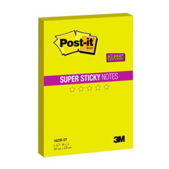 Блок самоклеящийся бумажный 3M Post-it Super Sticky 1623R-SY 7100075702 150х228мм 90лист. желтый неон