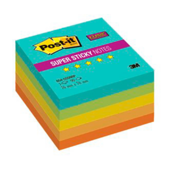 Блок самоклеящийся бумажный 3M Post-it Super Sticky 654-5SSNRP Тропик 7100048298 76x76мм 90лист. ассорти 5цв.в упак. (упак.:5шт)