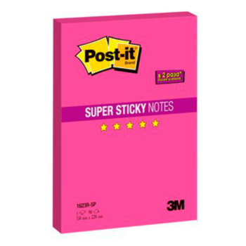 Блок самоклеящийся бумажный 3M Post-it Super Sticky 1623R-SP 7100075703 150х228мм 90лист. неон розовый