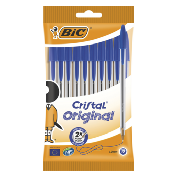 Набор шариковых ручек Bic CRISTAL (830863) 0.32мм прозрачный синие чернила пакет (10шт)