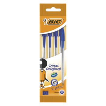 Набор шариковых ручек Bic CRISTAL (8308601) 0.32мм прозрачный синие чернила пакет (4шт)