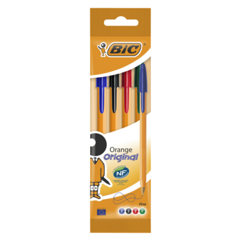 Набор шариковых ручек Bic ORANGE FINE (8308541) 0.8мм корпус пластик оранжевый ассорти чернила пакет (4шт)