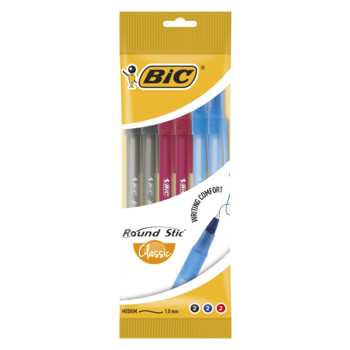 Набор ручек шариков. Bic Round Stic (929071) синий d=0.32мм син. черн. пакет (6шт) 1стерж.