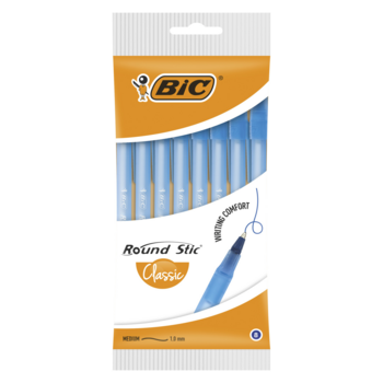 Набор шариковых ручек Bic ROUND STIC (928497) 0.32мм синие чернила пакет (8шт)