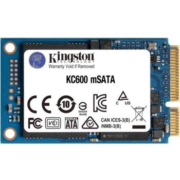 Твердотельный накопитель Твердотельный накопитель/ Kingston SSD KC600, 256GB, mSATA, SATA3, 3D TLC, R/W 550/500MB/s, IOPs 90 000/80 000, DRAM buffer 256MB, TBW 150, DWPD 0.32 (12 мес)