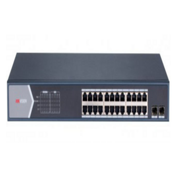 Коммутатор Hikvision DS-3E1526P-SI коммутатор L2, Смарт-управляемый, 24 1000M RJ45 PoE-порт, 2 Gigabit combo порт, 802.3af/at, бюджет PoE 370W, поддержка режима передачи до 300м, визуализированная топология упра