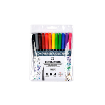 Набор ручек капиллярных Koh-I-Noor FINELINERS 7021 (777021AB01TE) 0.3мм 12цв. +трафарет