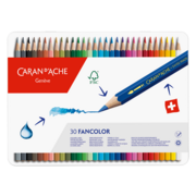 Карандаши цветные акварельные Carandache 1288.330 Fancolor шестигранные дерево d=2.8мм мет.кор. (30шт)