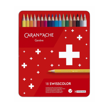 Карандаши цветные акварельные Carandache 1285.718 Swisscolor шестигранные дерево d=2.8мм мет.кор. (18шт)