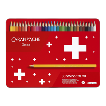 Карандаши цветные акварельные Carandache 1285.730 Swisscolor шестигранные дерево d=2.8мм мет.кор. (30шт)