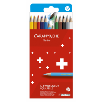 Карандаши цветные акварельные Carandache 1285.812 Swisscolor шестигранные дерево d=2.8мм коробка/европод. (12шт)