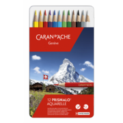 Карандаши цветные акварельные Carandache 999.312 Prismalo шестигранные дерево d=2.95мм мет.кор. (12шт)