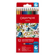 Карандаши цветные акварельные Carandache School 1290.712 шестигранные дерево металлик коробка/европод. (12шт)