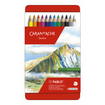 Карандаши цветные Carandache 666.312 Pablo шестигранные дерево d=3.8мм мет.кор. (12шт)