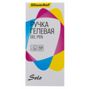 Ручка гелев. Silwerhof Solo d=0.5мм син. черн. кор.карт. сменный стержень игловидный пиш. наконечник линия 0.3мм