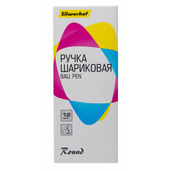 Ручка шариков. Silwerhof Round d=1мм син. черн. одноразовая ручка линия 0.7мм кругл. прозр.корпус