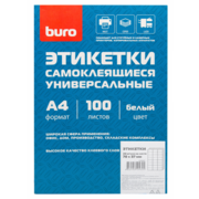 Этикетки Buro A4 70x37мм 24шт на листе/100л./белый матовое самоклей. универсальная