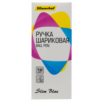 Ручка шариков. Silwerhof Slim Blue d=0.7мм син. черн. сменный стержень линия 0.5мм прозр.корпус