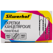 Скрепки Silwerhof металл оцинкованные рифленый 50мм (упак.:50шт) картонная коробка