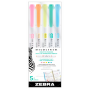 Набор маркеров для досок Zebra Highlighter fluorescen 78105 двойной пиш. наконечник 1.4-4мм 5цв. ассорти