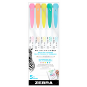 Набор маркеров для досок Zebra mildliner brush and marker fluorescent 79105 двойной пиш. наконечник 1.4-4мм ассорти (5шт.)