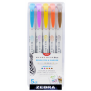 Набор маркеров для досок Zebra mildliner brush and marker warm 79305 двойной пиш. наконечник 1.4-4мм ассорти