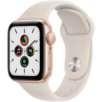 Часы Apple Watch SE GPS, 40mm Gold Aluminium Case with Starlight Sport Band, Корпус из алюминия золо цвета, спортивный ремешок цвета «сияющая звезда» 40 мм