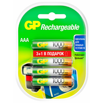 Аккумулятор GP 100AAAHC3/1 AAA NiMH 1000mAh (4шт) блистер